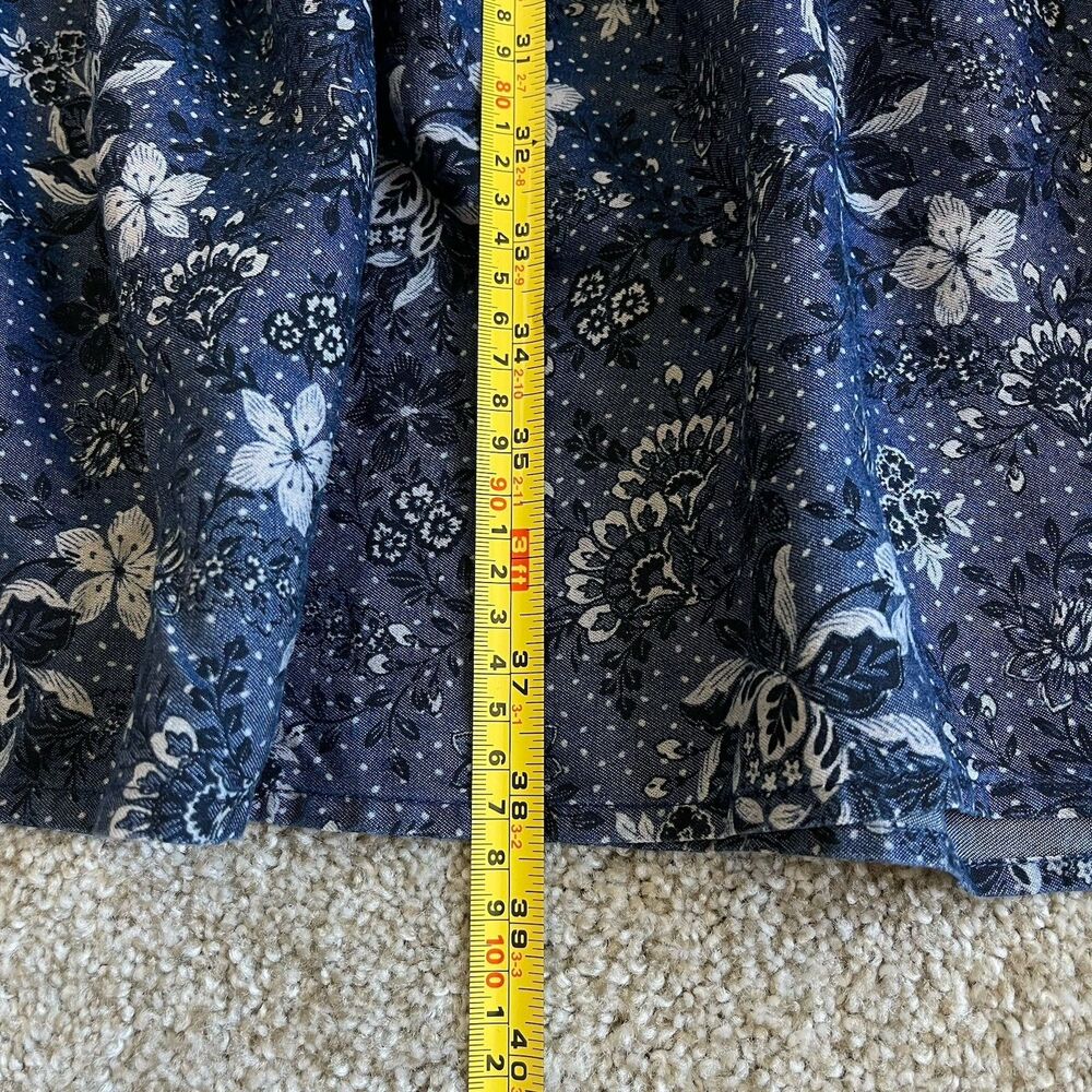 Torrid‎ Plus Size 1X Chambray Floral Puff Sleeve Smocked Tiered Dress Blue - Picture 12 of 13
